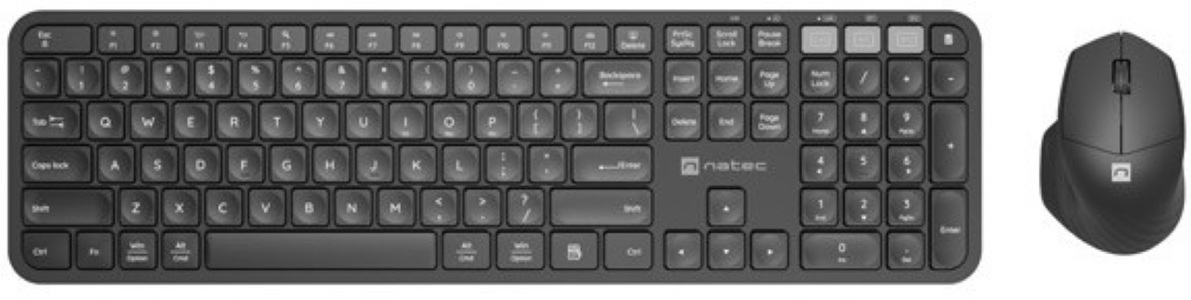 Miniatura produktu: Zestaw bezprzewodowy 2w1 Natec Octopus 2 US Klawiatura i mysz Bluetooth + USB 2.4GHZ (NKL-1998)