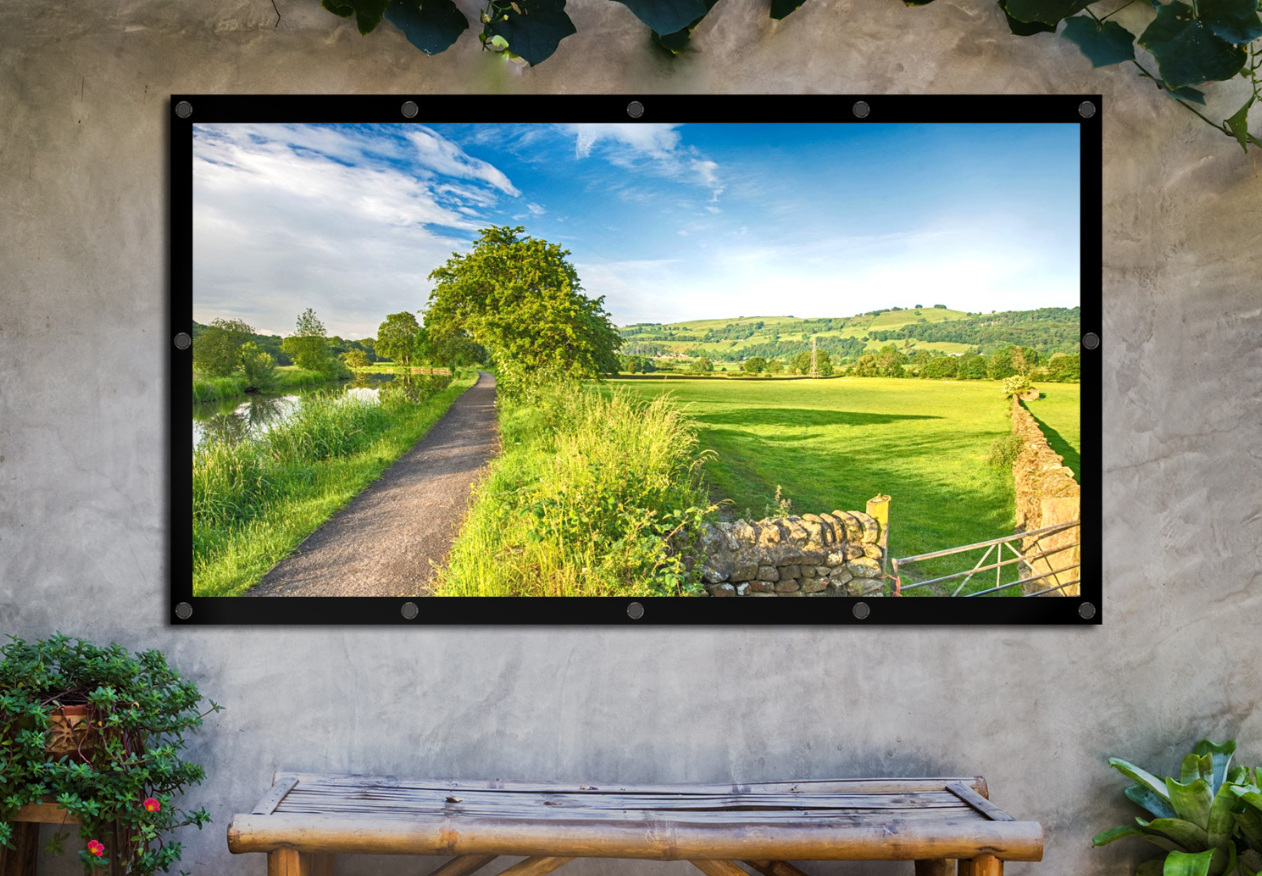 Ekran projekcyjny Maclean, 84", 186x100cm, obramowanie 25mm 16:9, haczyki do naciągu, MC-980