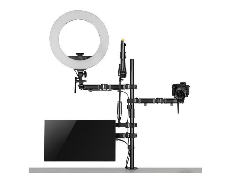 Zdjęcie produktu: Uchwyt na monitor mikrofon kamerę i naświetlacz All-In-One Studio NanoRS, YouTube, 17"-32", max. 9kg, RS164 Zdjęcie produktu: Uchwyt na monitor mikrofon kamerę i naświetlacz All-In-One Studio NanoRS, YouTube, 17"-32", max. 9kg, RS164