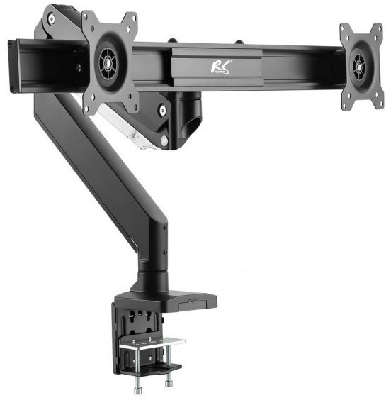 Uchwyt biurkowy gamingowy na 2 monitory NanoRS, aluminiowy, sprężyna gazowa, 17-32", 2x8kg, VESA 75x75 oraz 100x100, RS115