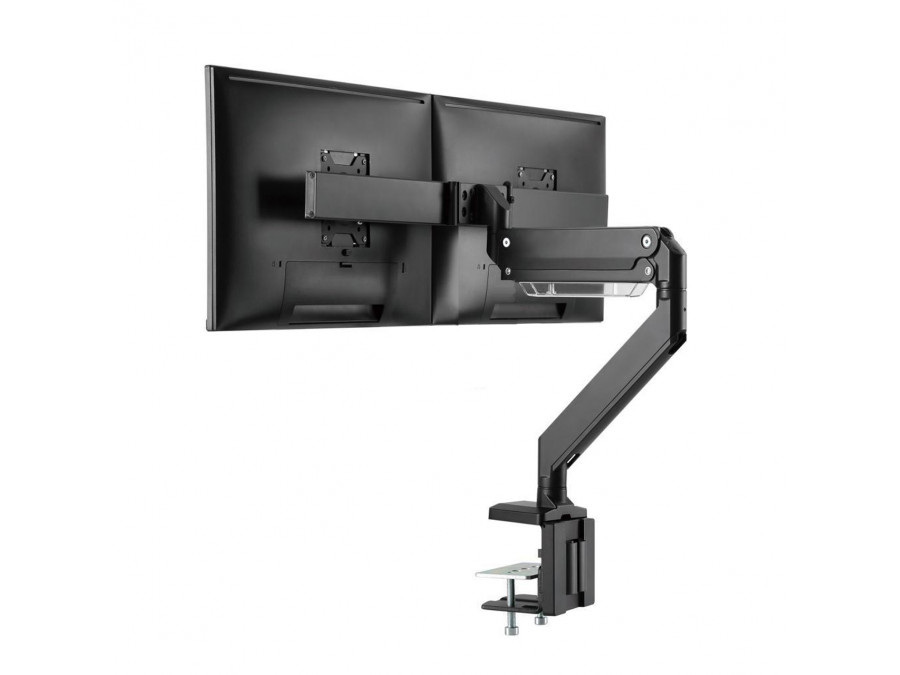 Uchwyt biurkowy gamingowy na 2 monitory NanoRS, aluminiowy, sprężyna gazowa, 17-32", 2x8kg, VESA 75x75 oraz 100x100, RS115