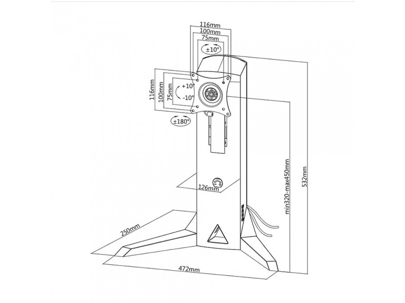 Zdjęcie produktu: Stojak uchwyt do monitora wolnostojący z przeciwwagą, gamingowy NanoRS RS110 17-32" 8kg VESA 75x75 oraz 100x100, 2xUSB 3.0