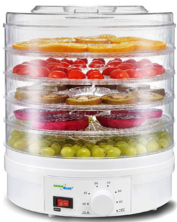 Zdjęcie produktu: Suszarka do grzybów, warzyw i owoców GreenBlue, moc 250W - bardzo cicha, wysokie sito 3,5cm, szeroka 32cm, GB190 Zdjęcie produktu: Suszarka do grzybów, warzyw i owoców GreenBlue, moc 250W - bardzo cicha, wysokie sito 3,5cm, szeroka 32cm, GB190