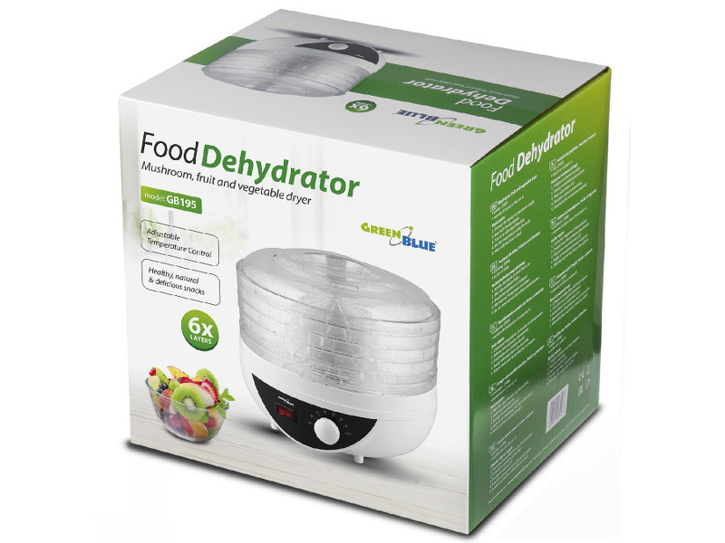 Zdjęcie produktu: Suszarka do grzybów, warzyw i owoców GreenBlue, moc 250W - bardzo cicha, GB195 Zdjęcie produktu: Suszarka do grzybów, warzyw i owoców GreenBlue, moc 250W - bardzo cicha, GB195