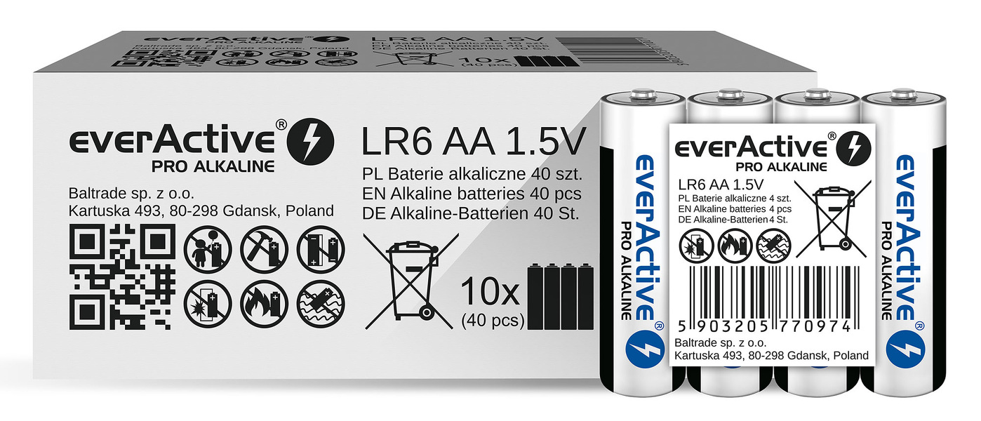 Zdjęcie produktu: Baterie AA / LR6 everActive Pro Alkaline - 40 sztuk (kartonik)