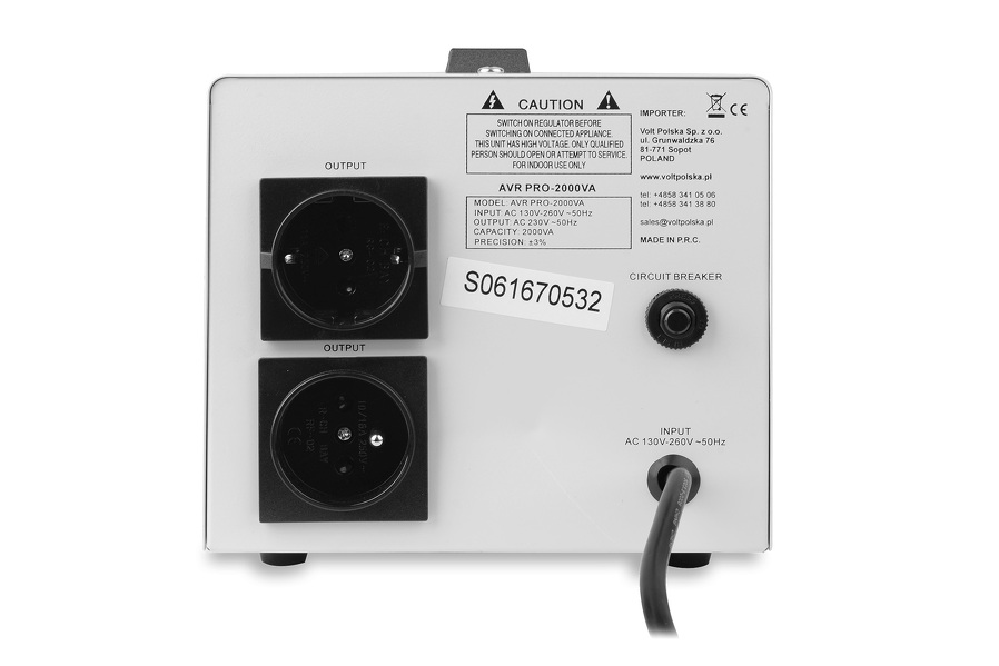 Zdjęcie produktu: Volt stabilizator napięcia AVR Pro 2000VA 3%