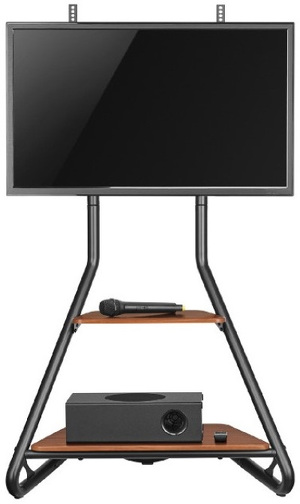 Miniatura produktu: Uchwyt wolnostojący pod TV / narożny Maclean, w stylu bauhaus, dwupoziomowe drewniane półki, 40kg max, 37-75'', MC-455