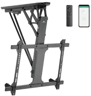 Miniatura produktu: Uchwyt do TV elektryczny sufitowy Maclean, obsługa TUYA, max VESA 600x400, do pochyłych ścian, pilot, 32"-70", 35kg, MC-880T