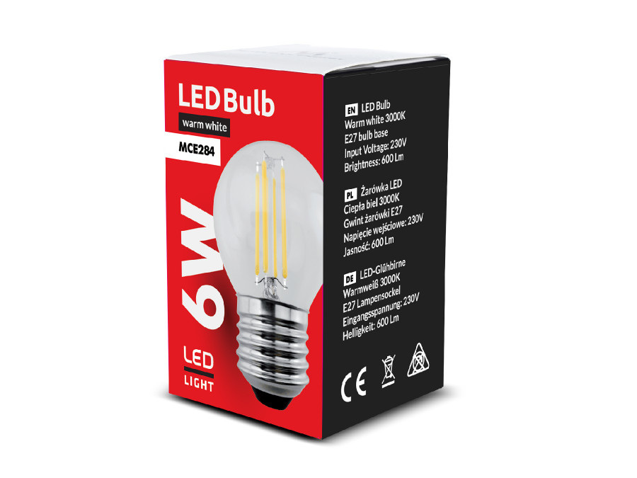 Maclean LED Filamentowa E27, 6W MCE284