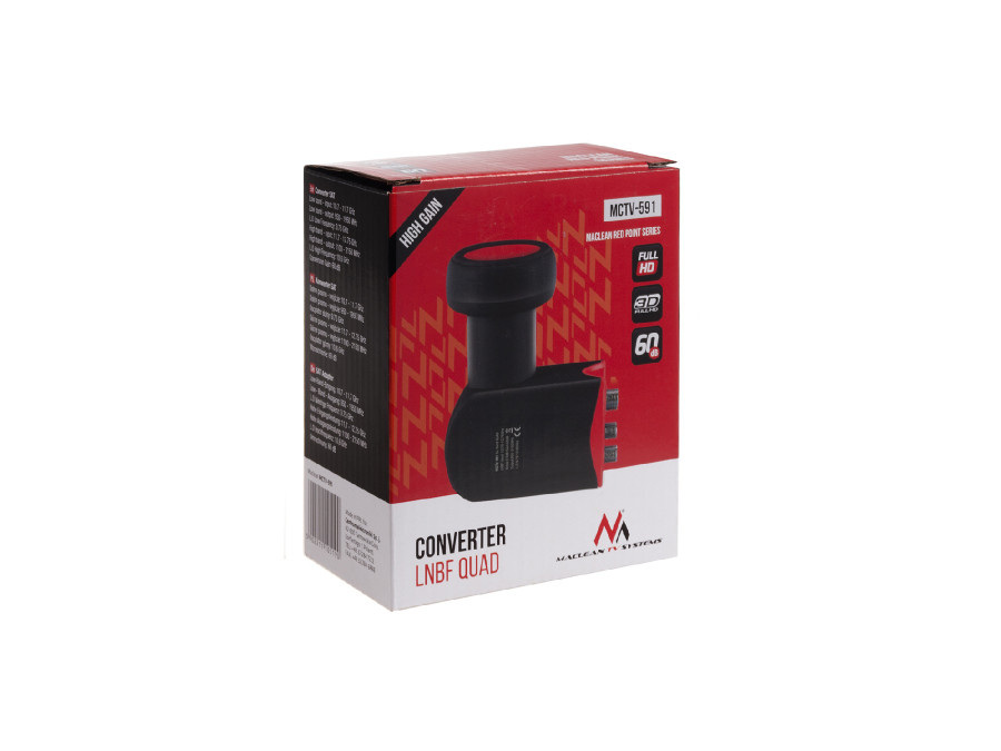 Konwerter satelitarny Maclean, LNB, Quad, Red Point, MCTV-591