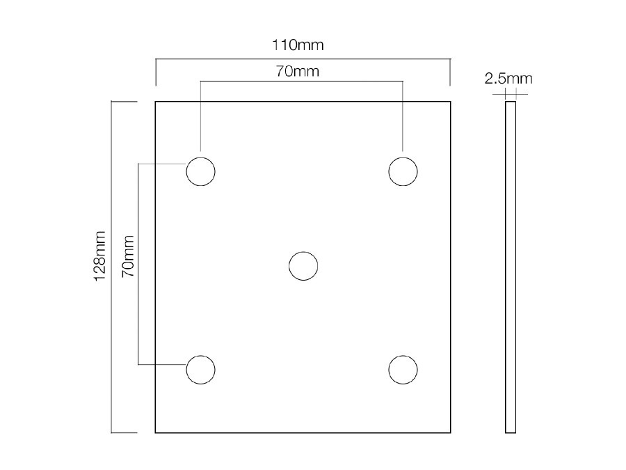 Płyta Maclean, Montażowa do uchwytu balkonowego, 130x110mm, MCTV-567