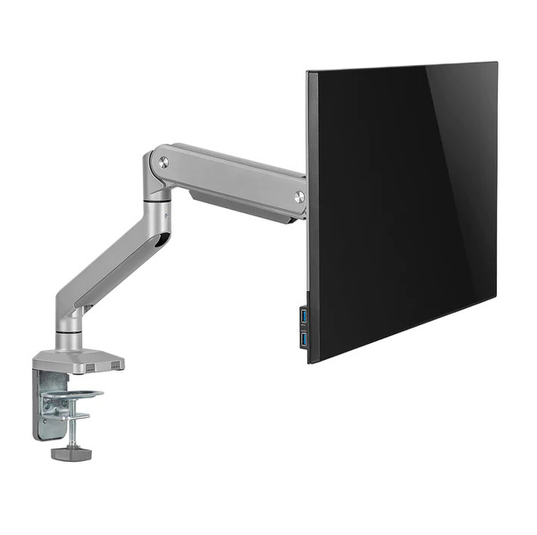 Zdjęcie produktu: Uchwyt do monitora aluminiowy ze sprężyną gazową Ergo Office, podwójne ramię, vesa 75x75/100x100, 17"-32" 10 kg srebrny, ER-447 Zdjęcie produktu: Uchwyt do monitora aluminiowy ze sprężyną gazową Ergo Office, podwójne ramię, vesa 75x75/100x100, 17"-32" 10 kg srebrny, ER-447