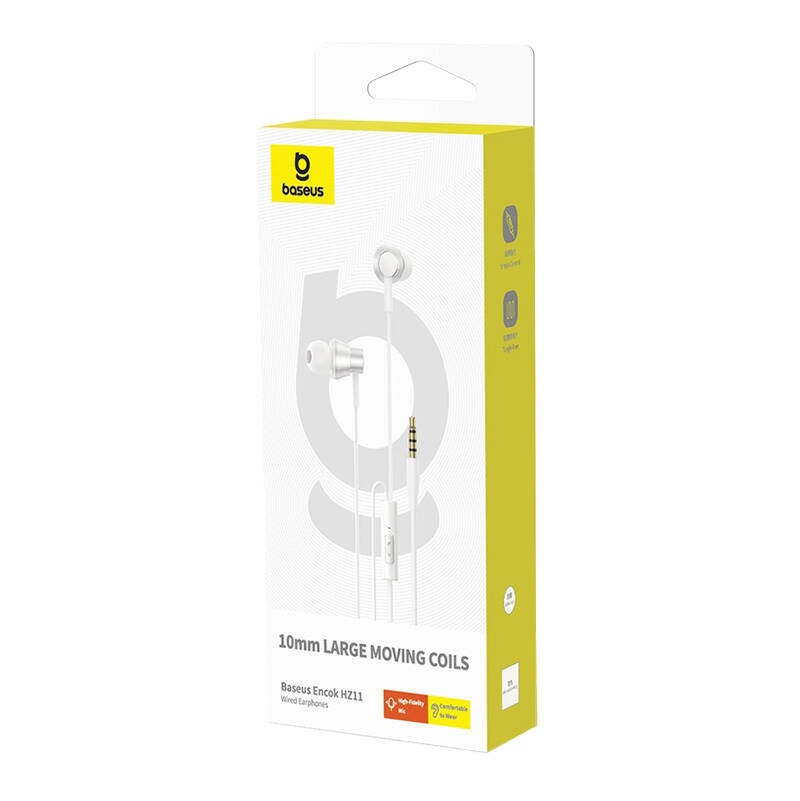 Słuchawki przewodowe Baseus Encok HZ11Z dokanałowe z mikrofonem - białe (A00164200213-Z1)