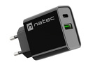 Ładowarka sieciowa Natec Ribera 1x USB-A + 1x USB TYP-C 20W - czarna (NUC-2062)