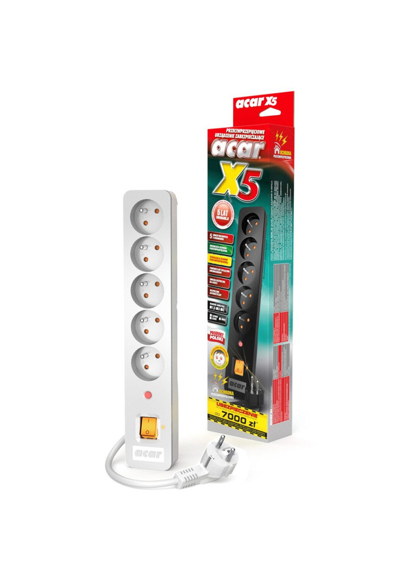 Zdjęcie produktu: Listwa zasilająca ACAR X5 5 gniazd PL 230V PL 3m - biała