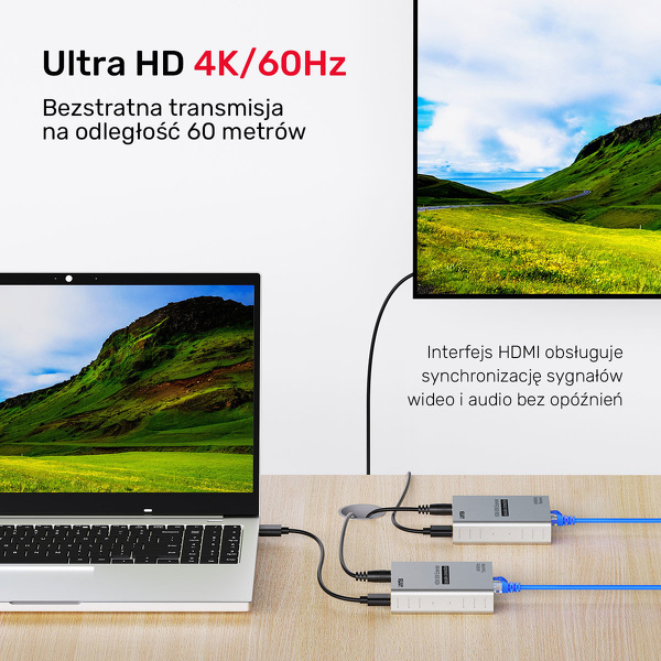 Zdjęcie produktu: HDMI 2.0 60M Extender Over Ethernet Unitek (V1164A)