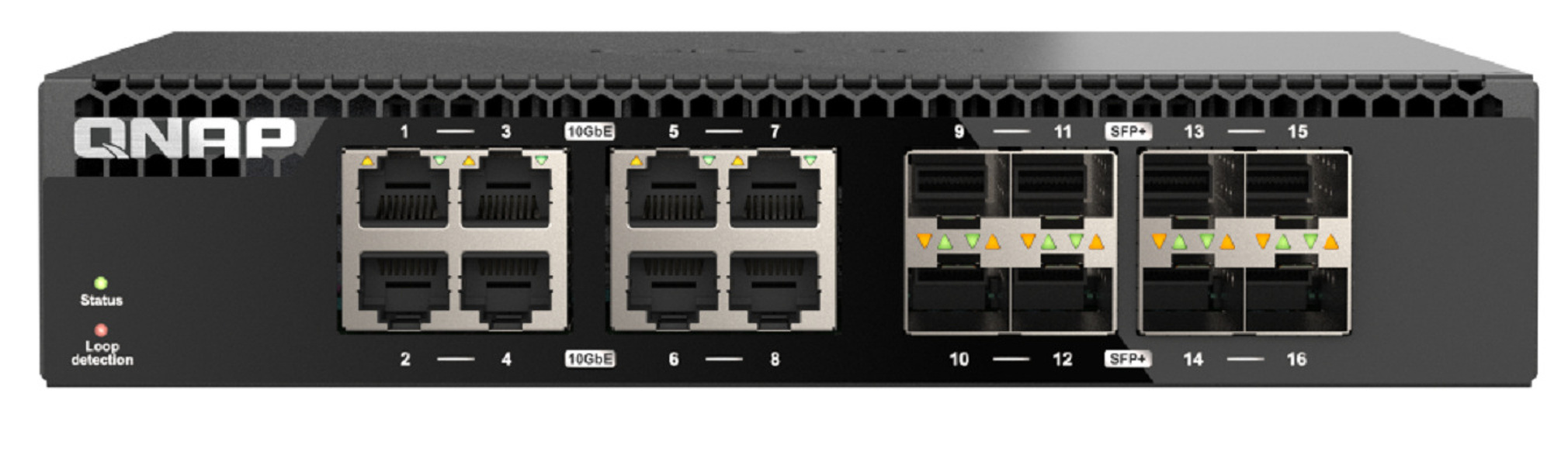 Zdjęcie produktu: Qnap QSW-3216R-8S8T 16-portowy przełącznik 8x 10GbE SFP+, 8x 10GbE RJ45,