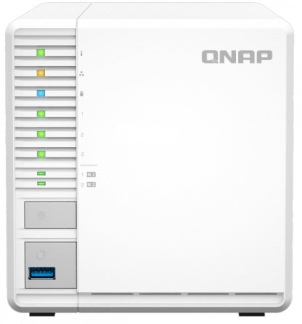 Zdjęcie produktu: Serwer plików QNAP TS-364-4G, rozbudowany do 32G, 3-Bay NAS,Intel Celeron N5105/N5095 4-core/4-thread processor, 32GB RAM DDR4, 3x USB 3.2, 1x 2,5 GbE LAN, 2 x M.2 2280, 1xHDMI 1,4b