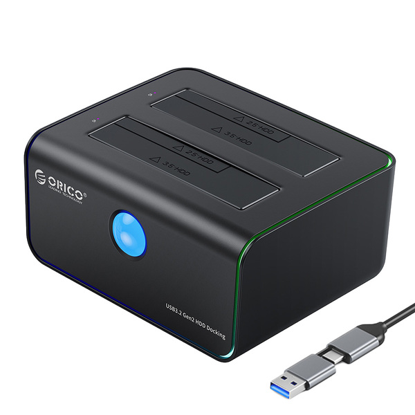 Zdjęcie produktu: Stacja dokująca na 2 x dysk 2,5"/3,5" HDD/SSD ORICO USB TYP-C 10Gbps (8828C3-EU-BK-BP) Zdjęcie produktu: Stacja dokująca na 2 x dysk 2,5"/3,5" HDD/SSD ORICO USB TYP-C 10Gbps (8828C3-EU-BK-BP)