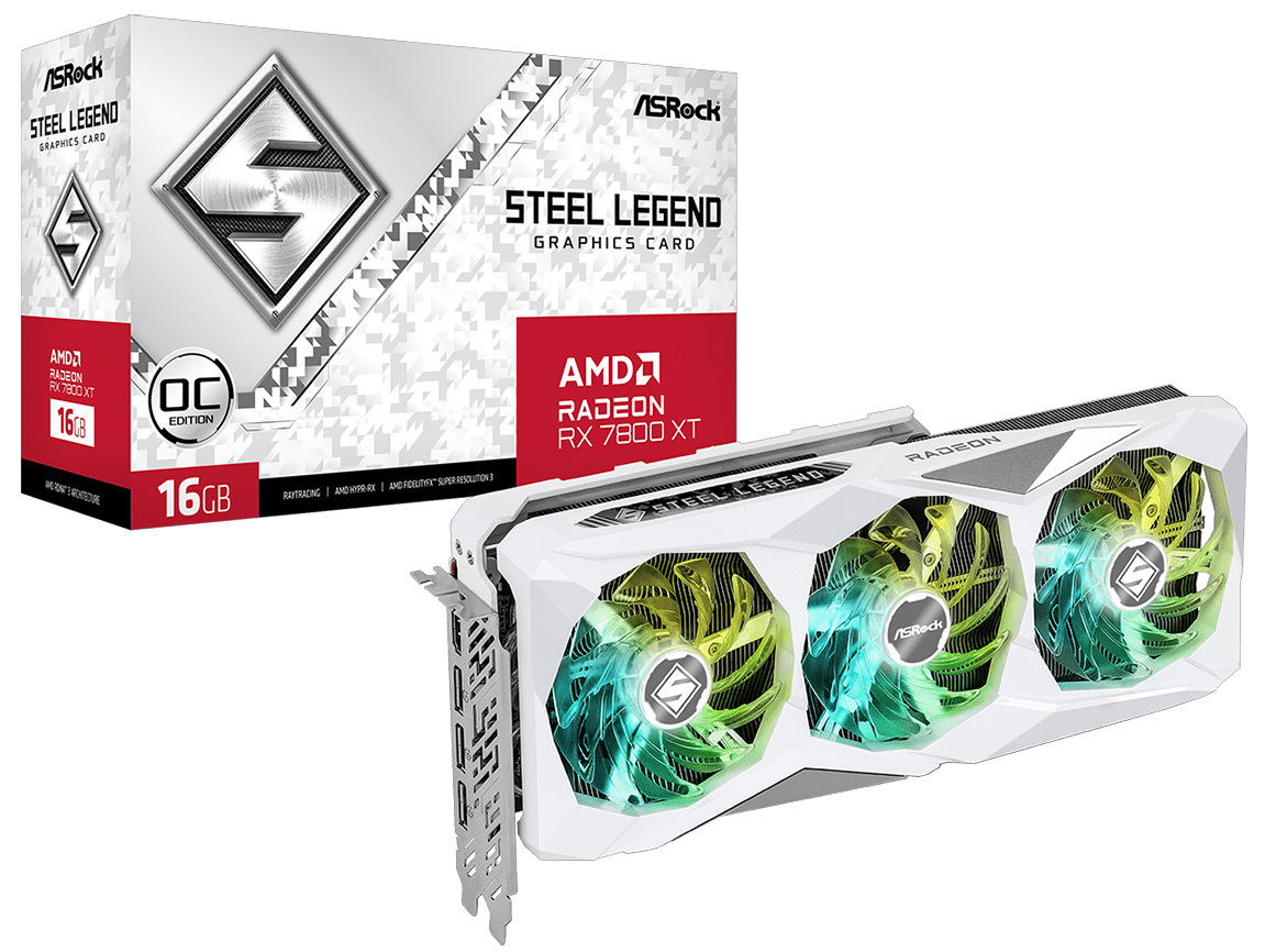 ASRock Radeon RX 7800 XT Steel Legend 16GB PCI-E GDDR6 (RX7800XT SL 16GO) ASRock Radeon RX 7800 XT Steel Legend 16GB PCI-E GDDR6 (RX7800XT SL 16GO)