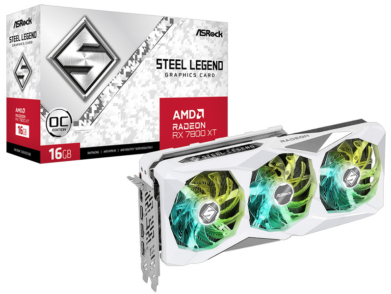 Zdjęcie produktu: ASRock Radeon RX 7800 XT Steel Legend 16GB PCI-E GDDR6 (RX7800XT SL 16GO) Zdjęcie produktu: ASRock Radeon RX 7800 XT Steel Legend 16GB PCI-E GDDR6 (RX7800XT SL 16GO)