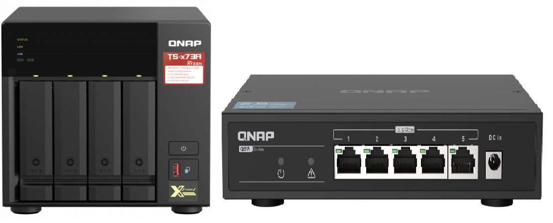 QNAP TS-473A-SW5T 4-bay NAS + QSW-1105-5T