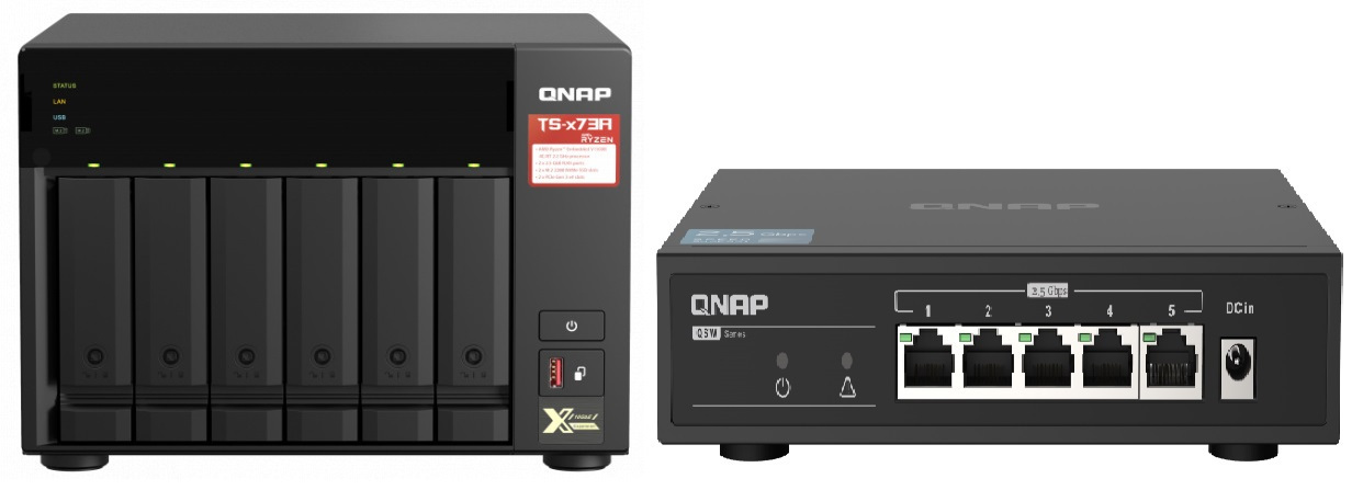 QNAP TS-673A-SW5T 6-Bay NAS + QSW-1105-5T