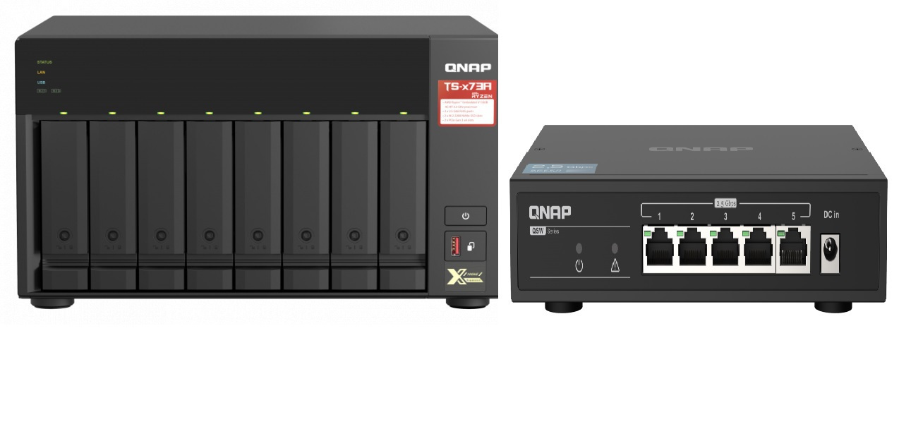 QNAP TS-873A-SW5T 8-Bay NAS + QSW-1105-5T