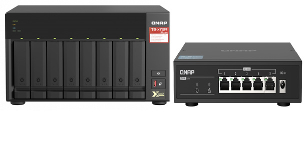 Miniatura produktu: Serwer plików QNAP TS-873A-SW5T 8-Bay NAS, AMD Ryzen Embedded V1500B 2,2 GHz, 8GB RAM, 2x 2,5 GbE LAN, 4x USB 3.2, 2x M.2 2280, 2x PCIe + QSW-1105-5T