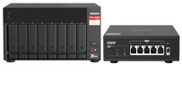 Serwer plików QNAP TS-873A-SW5T 8-Bay NAS, AMD Ryzen Embedded V1500B 2,2 GHz, 8GB RAM, 2x 2,5 GbE LAN, 4x USB 3.2, 2x M.2 2280, 2x PCIe + QSW-1105-5T