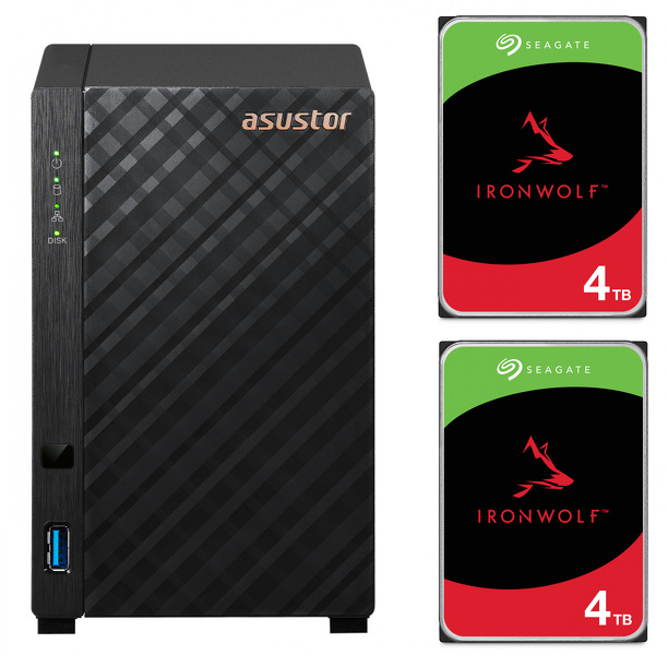 Zdjęcie produktu: Serwer plików Asustor DRIVESTOR 2 AS1102T 2-bay, Realtek RTD1296. Quad-Core, 1.4GHz, 1GB DDR4. 2.5GbE x1. USB3.2 Gen1 x2 + 2x ST4000VN006 4TB