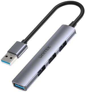 Miniatura produktu: HUB USB-A 1xUSB-A 5 Gbps, 3xUSB-A 2.0 aluminiowy Unitek (H1208A)