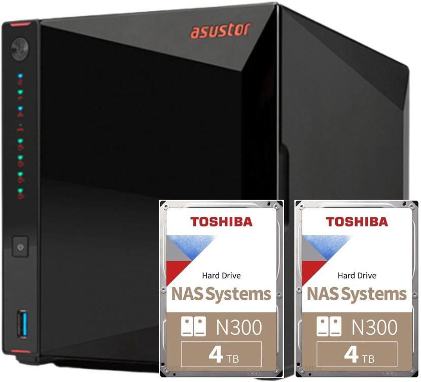 Serwer plików Asustor NIMBUSTOR 4 AS5304T 4-bay, Intel Celeron J4105 Czterordzeniowy 1.5GHz, 4GB RAM DDR4. 2x2.5 GbE LAN, 3x USB 3.2. HDMI 2.0a + 2x 4TB HDWG440UZSVA Serwer plików Asustor NIMBUSTOR 4 AS5304T 4-bay, Intel Celeron J4105 Czterordzeniowy 1.5GHz, 4GB RAM DDR4. 2x2.5 GbE LAN, 3x USB 3.2. HDMI 2.0a + 2x 4TB HDWG440UZSVA