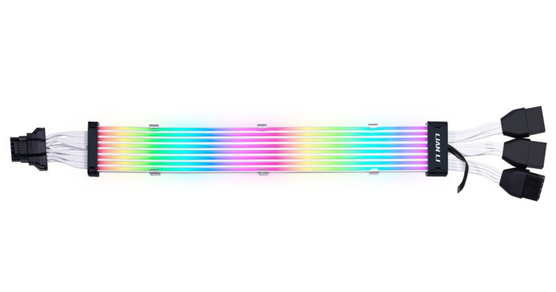 Zdjęcie produktu: Lian Li Strimer Plus 12VHPWR 16-pin v2 ARGB 335mm 8-led (3x 8-pin) przedłużacz kabla do zasilania karty graficznej PCIe 5.0 Zdjęcie produktu: Lian Li Strimer Plus 12VHPWR 16-pin v2 ARGB 335mm 8-led (3x 8-pin) przedłużacz kabla do zasilania karty graficznej PCIe 5.0