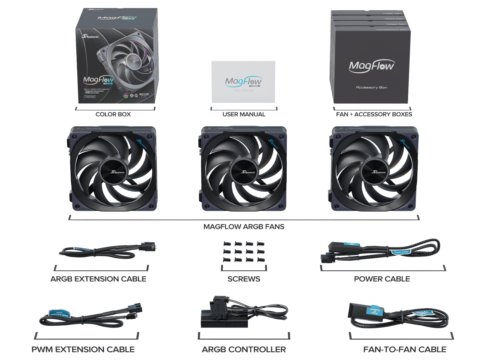 Seasonic MagFlow 120mm ARGB PWM (3 szt.)