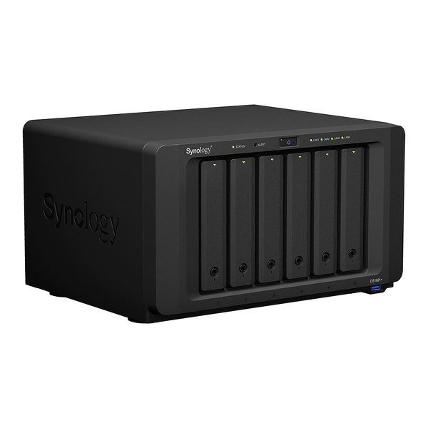Zdjęcie produktu: Serwer plików Synology DS1621+ 6-bay, SATA 6G, AMD Ryzen V1500B 4-rdzeniowy 2.2GHz, 32G RAM(ZAM) ECC, 2x NVMe, 4xGbE LAN, 3x USB 3.0, 2x eSATA, 1x PCIe Gen3 x8 (łącze x4)