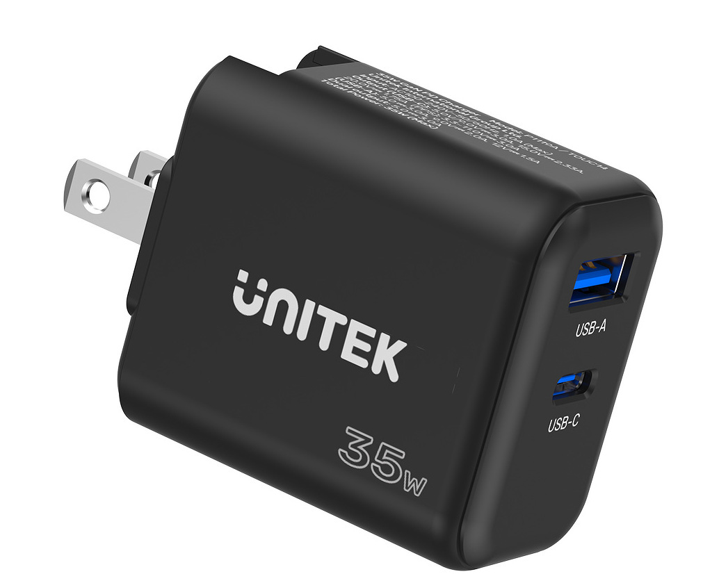 Ładowarka sieciowa Unitek GaN PD 35W USB TYP-C + USB-A - czarna (P1119A) Ładowarka sieciowa Unitek GaN PD 35W USB TYP-C + USB-A - czarna (P1119A)