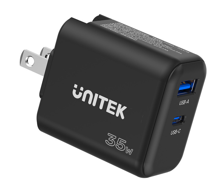 Zdjęcie produktu: Ładowarka sieciowa Unitek GaN PD 35W USB TYP-C + USB-A - czarna (P1119A) Zdjęcie produktu: Ładowarka sieciowa Unitek GaN PD 35W USB TYP-C + USB-A - czarna (P1119A)