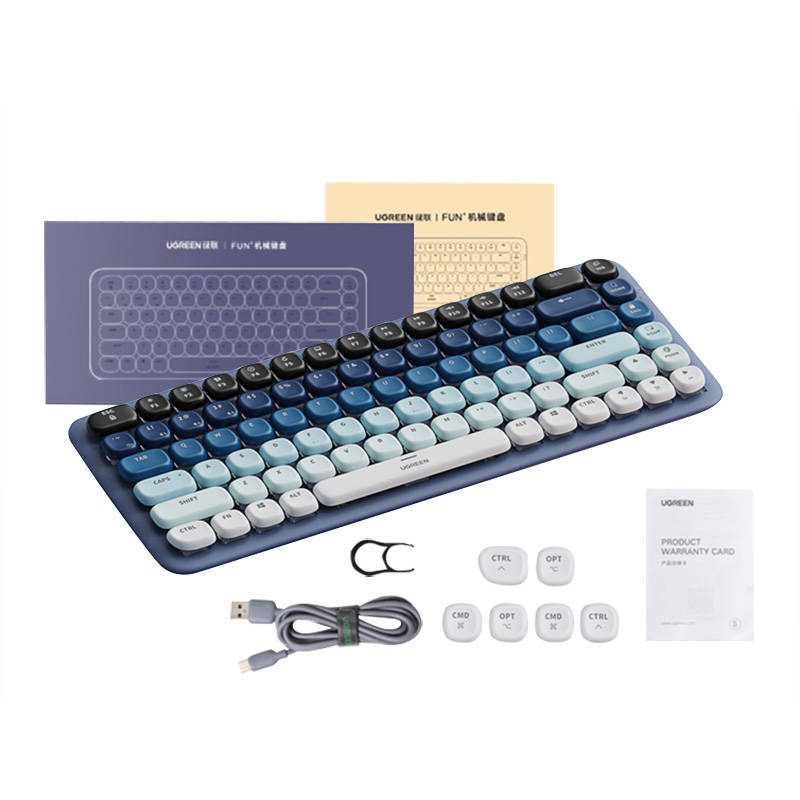 Klawiatura bezprzewodowa mechaniczna Ugreen KU101 Bluetooth / USB-C z podświetleniem - niebieska (90755) Klawiatura bezprzewodowa mechaniczna Ugreen KU101 Bluetooth / USB-C z podświetleniem - niebieska (90755)