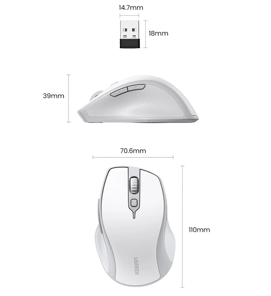 Ugreen (MU101) 4000 DPI - biała (15805) Ugreen (MU101) 4000 DPI - biała (15805)