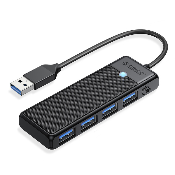 Zdjęcie produktu: Hub USB-A 4x 3.0 5Gbps Orico - czarny Zdjęcie produktu: Hub USB-A 4x 3.0 5Gbps Orico - czarny