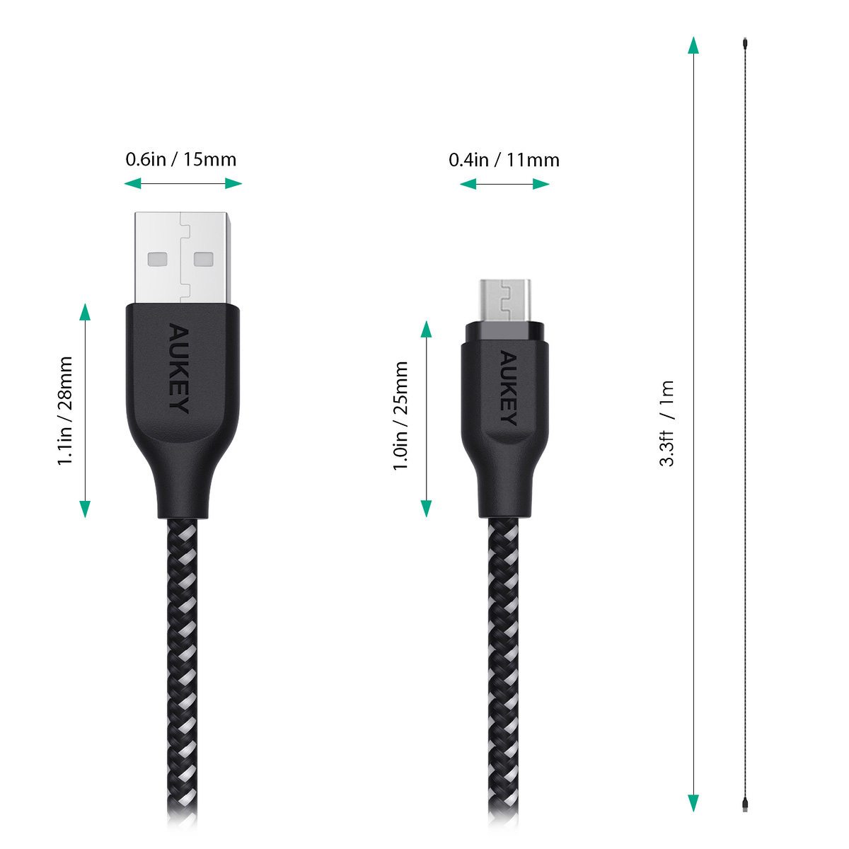 Kabel przewód USB-A - microUSB 2.0 200cm Aukey, QC 12W (CB-AM2)