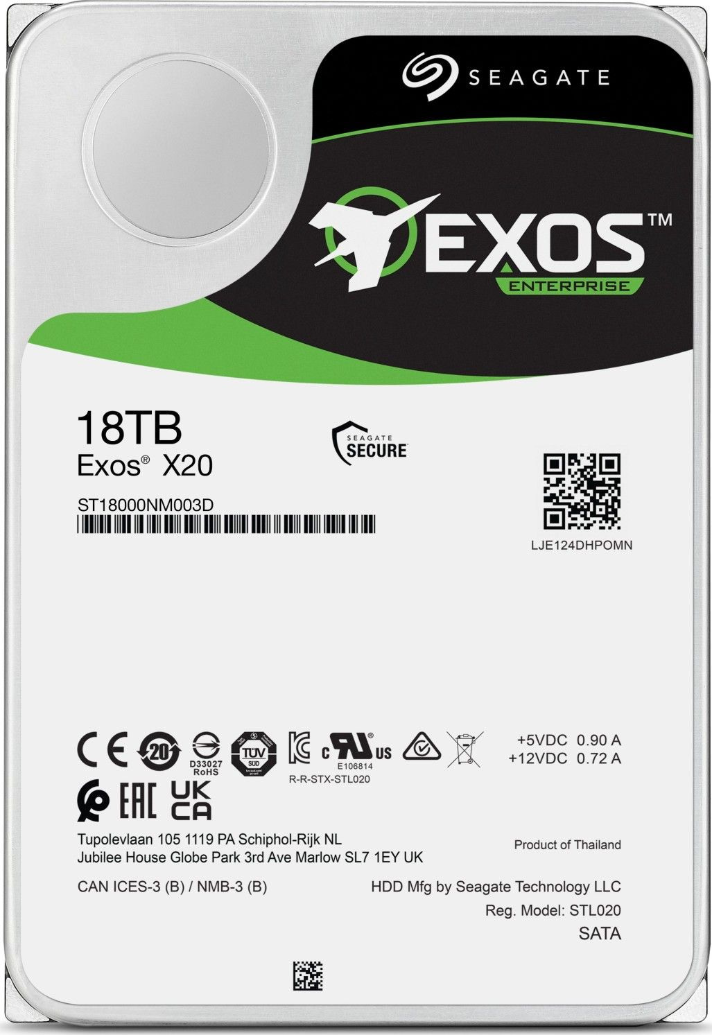 Dysk Seagate Exos X20 ST18000NM003D 18TB sATA III 7200RPM 256MB