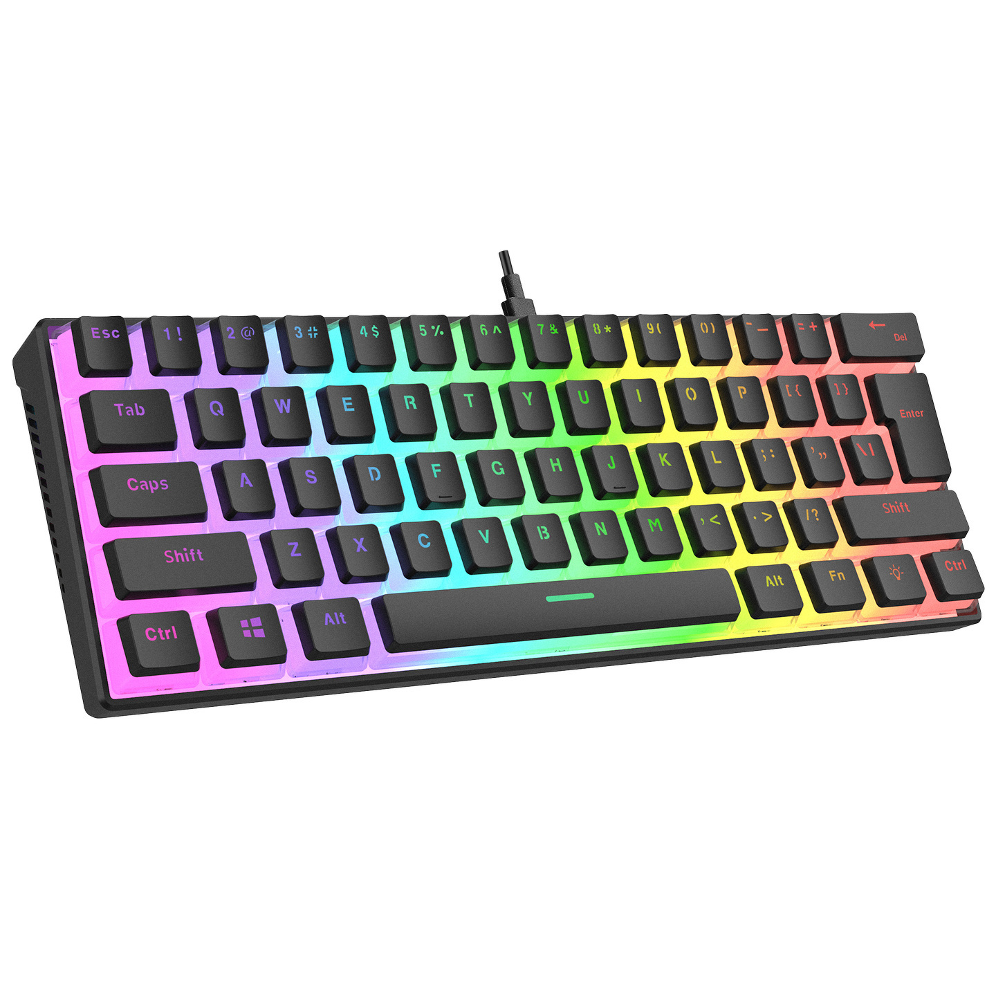 Klawiatura Rampage RADIANT K11 RED RGB USB-C - czarna