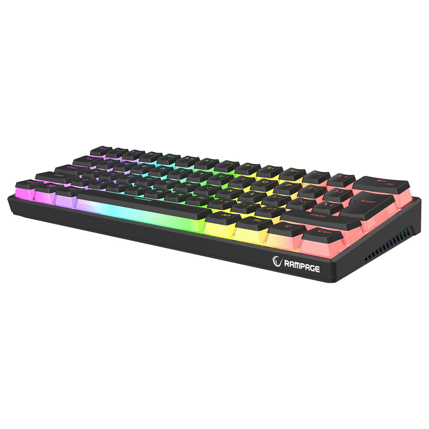 Klawiatura Rampage RADIANT K11 RED RGB USB-C - czarna