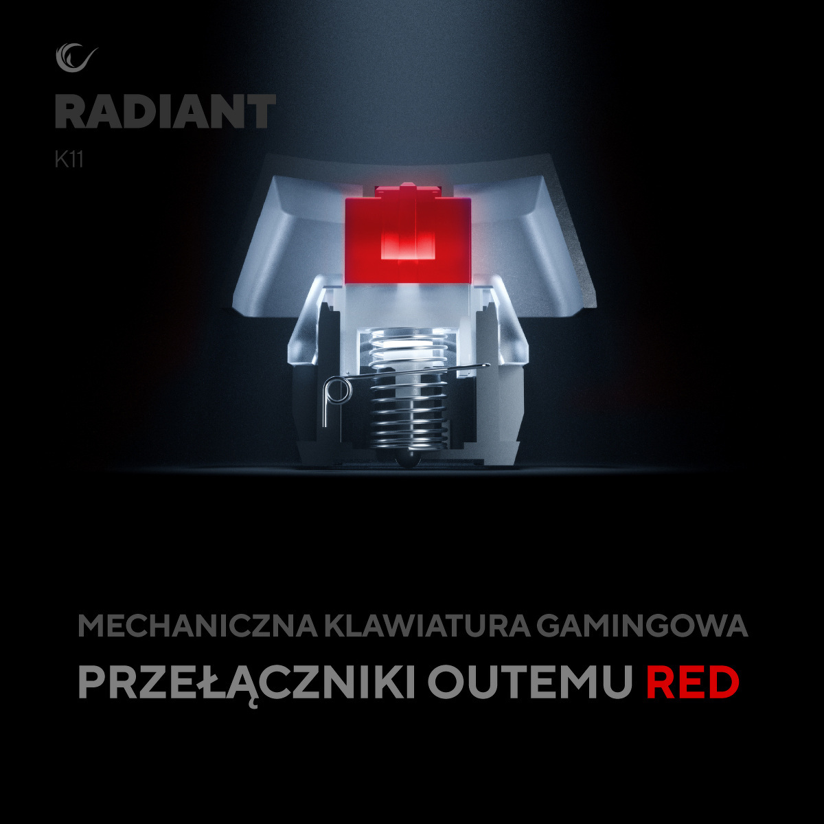 Klawiatura Rampage RADIANT K11 RED RGB USB-C - biała