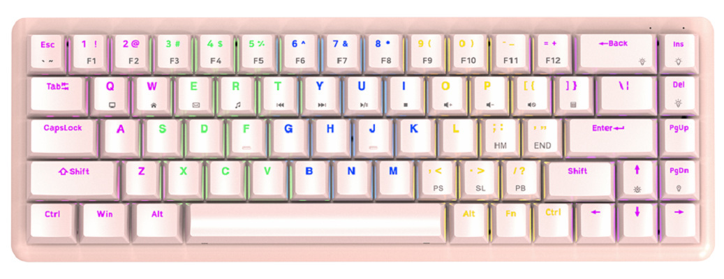 Klawiatura Rampage Low Profile REBEL RED RGB - różowa