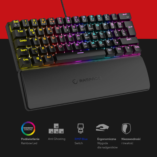Zdjęcie produktu: Klawiatura Rampage PLOWER K60 Blue RGB