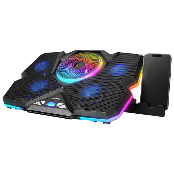 Zdjęcie produktu: Podstawka chłodząca pod laptopa Rampage BREZZE 5 Fan RGB LCD