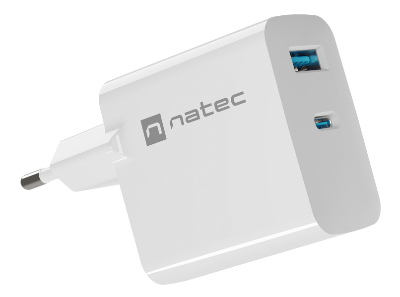 Zdjęcie produktu: Natec Ribera GaN 1xUSB-A + 1xUSB-C 45W biała
